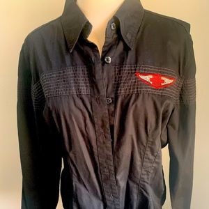Harley Davidson Black Embroidered Button Down